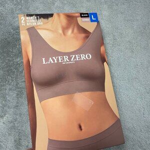 Layer Zero 2-Pack Seamless Nylon Bras Womens Large Black & Sienna d0553